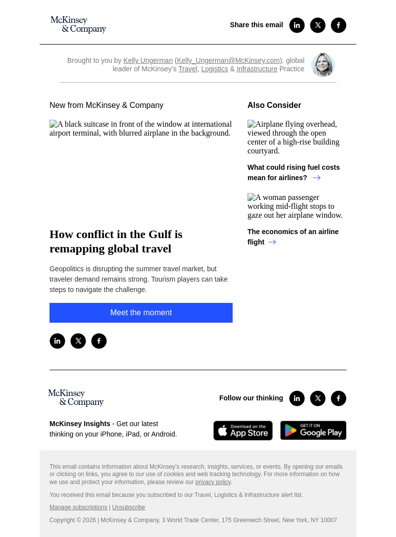 Письмо компании «McKinsey & Company» на тему «How conflict in the Gulf is remapping global travel»