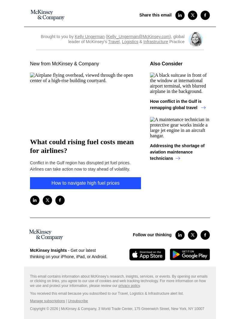 Письмо компании «McKinsey & Company» на тему «What could rising fuel costs mean for airlines?»