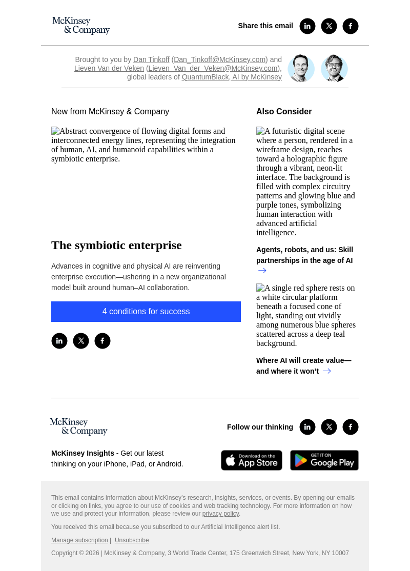 Письмо компании «McKinsey & Company» на тему «The symbiotic enterprise»