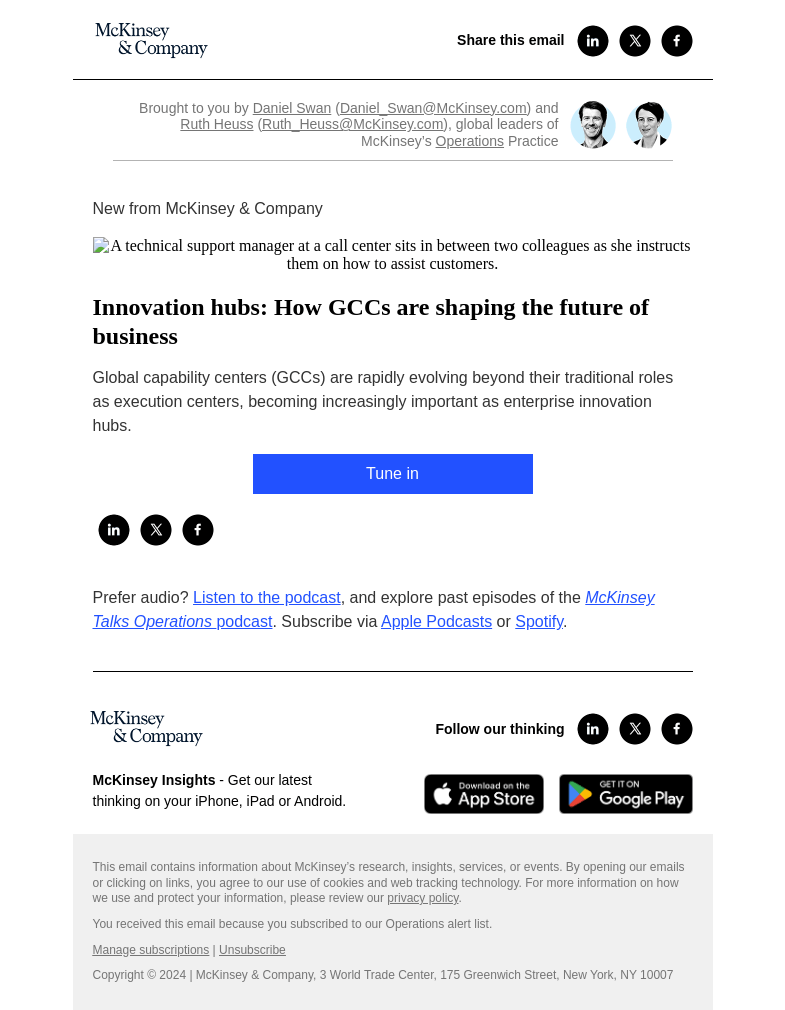 Письмо компании «McKinsey & Company» на тему «Innovation hubs: How GCCs are shaping the future of business»