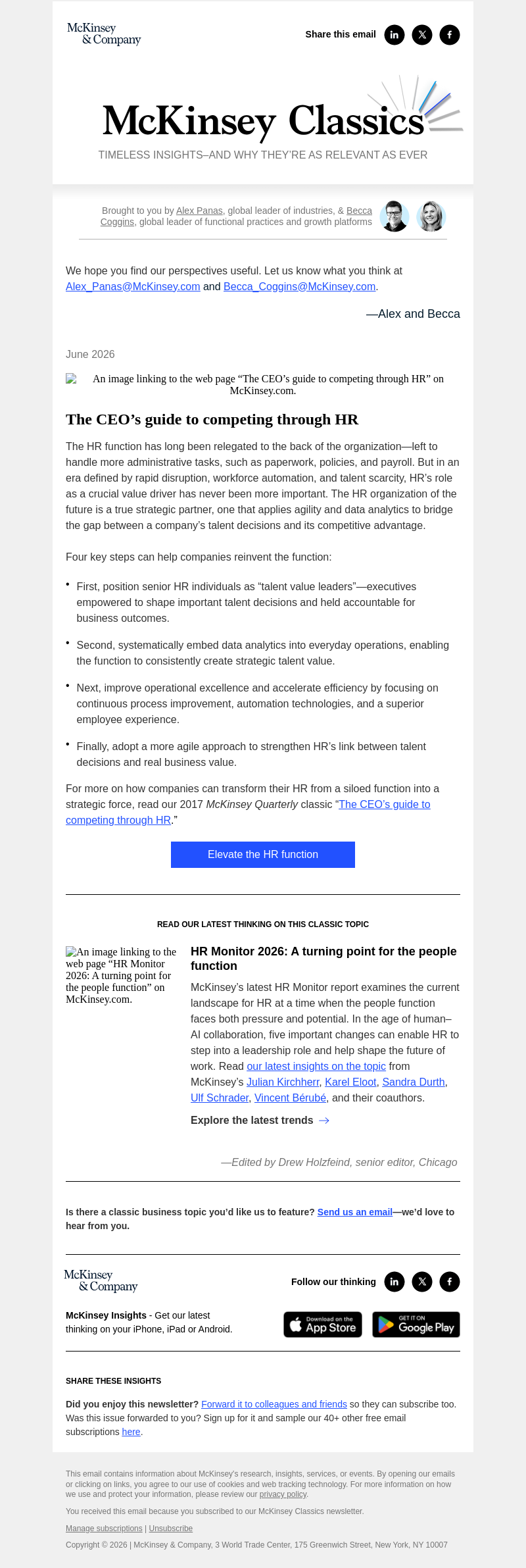 Письмо компании «McKinsey & Company» на тему «How to build the HR organization of the future»