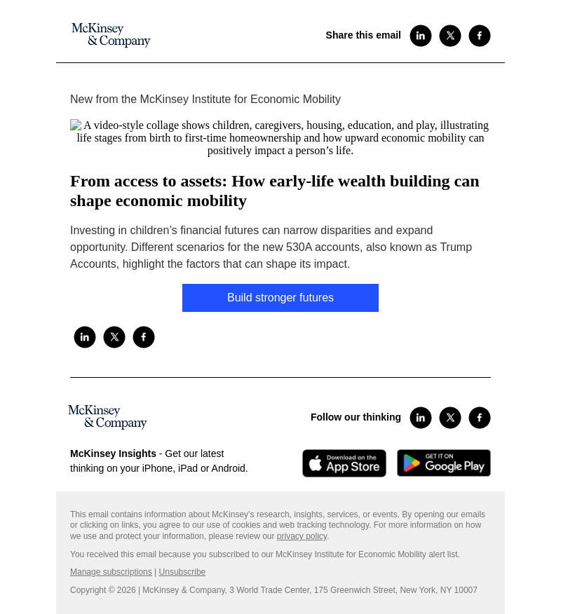 Письмо компании «McKinsey & Company» на тему «From access to assets: How early-life wealth building can shape
 economic mobility»