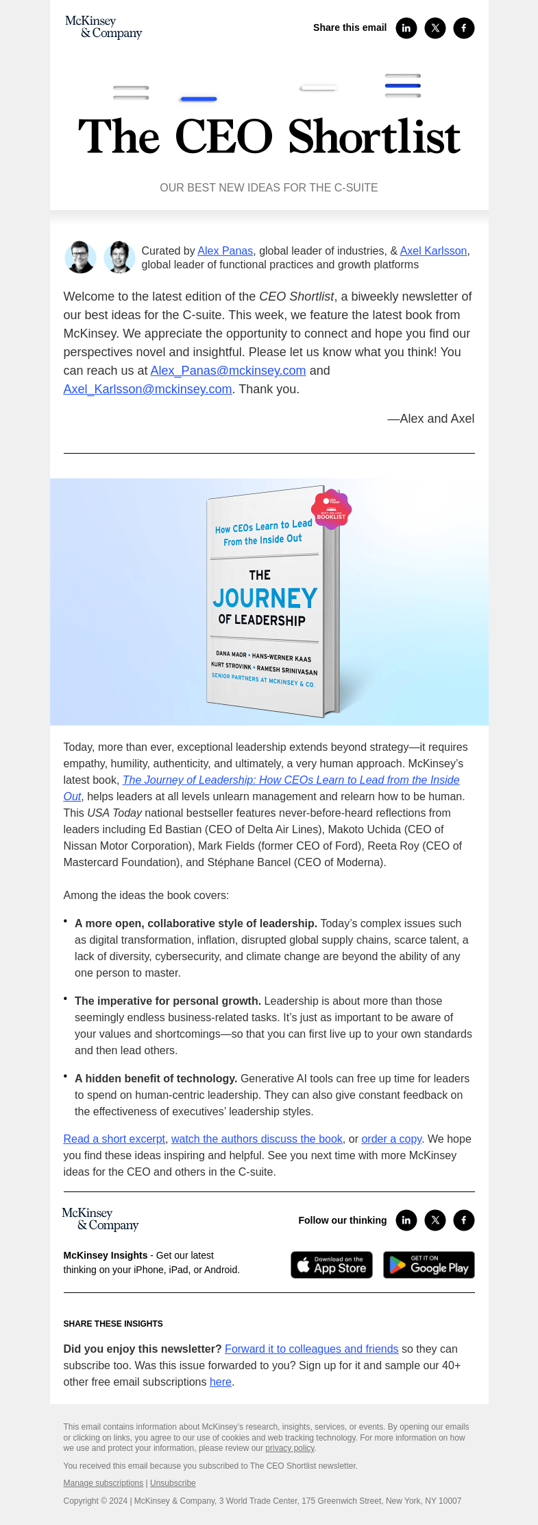 Письмо компании «McKinsey & Company» на тему «A CEO’s guide to being human»