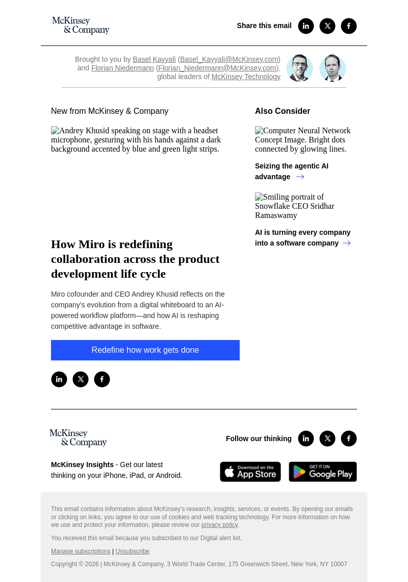 Письмо компании «McKinsey & Company» на тему «How Miro is redefining collaboration across the product development
 life cycle»