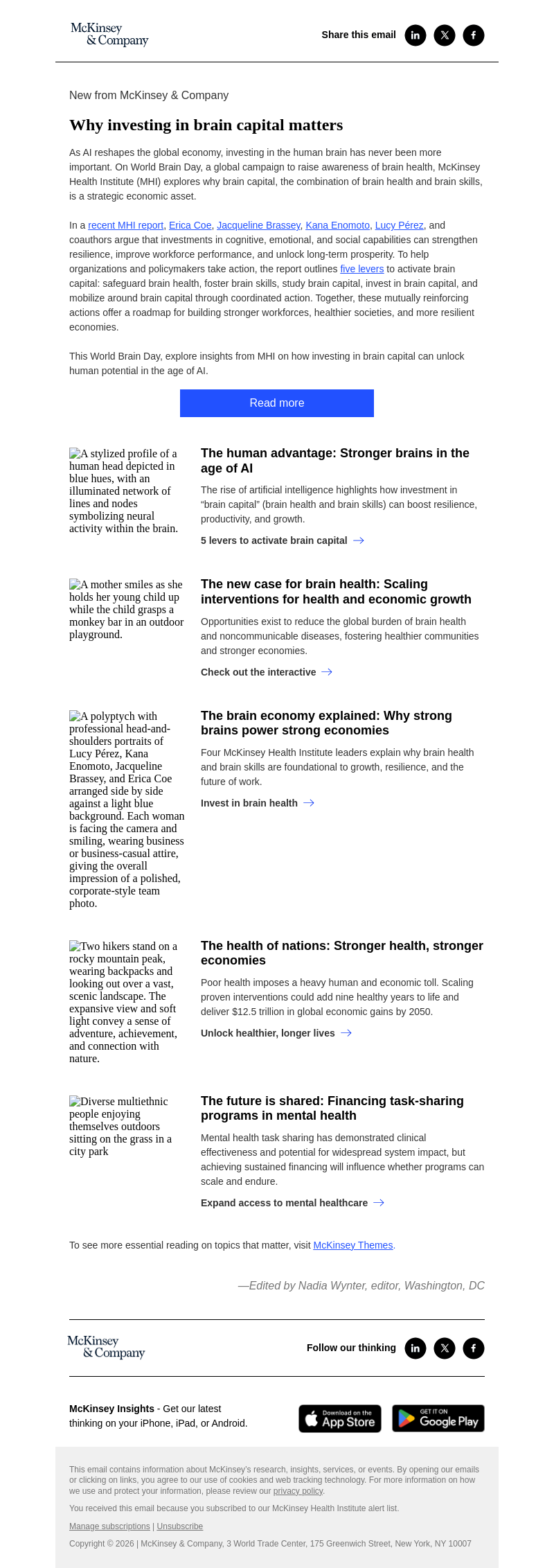 Письмо компании «McKinsey & Company» на тему «Why investing in brain capital matters»