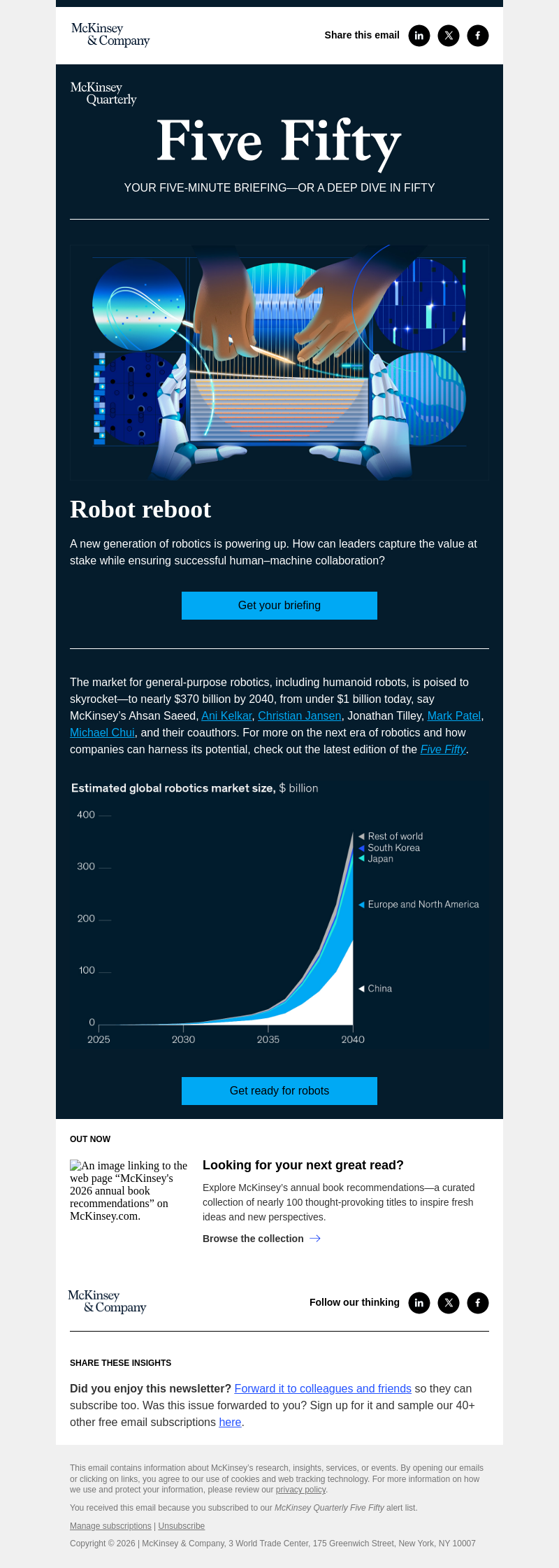 Письмо компании «McKinsey & Company» на тему «How companies can prepare for the next frontier of robotics»