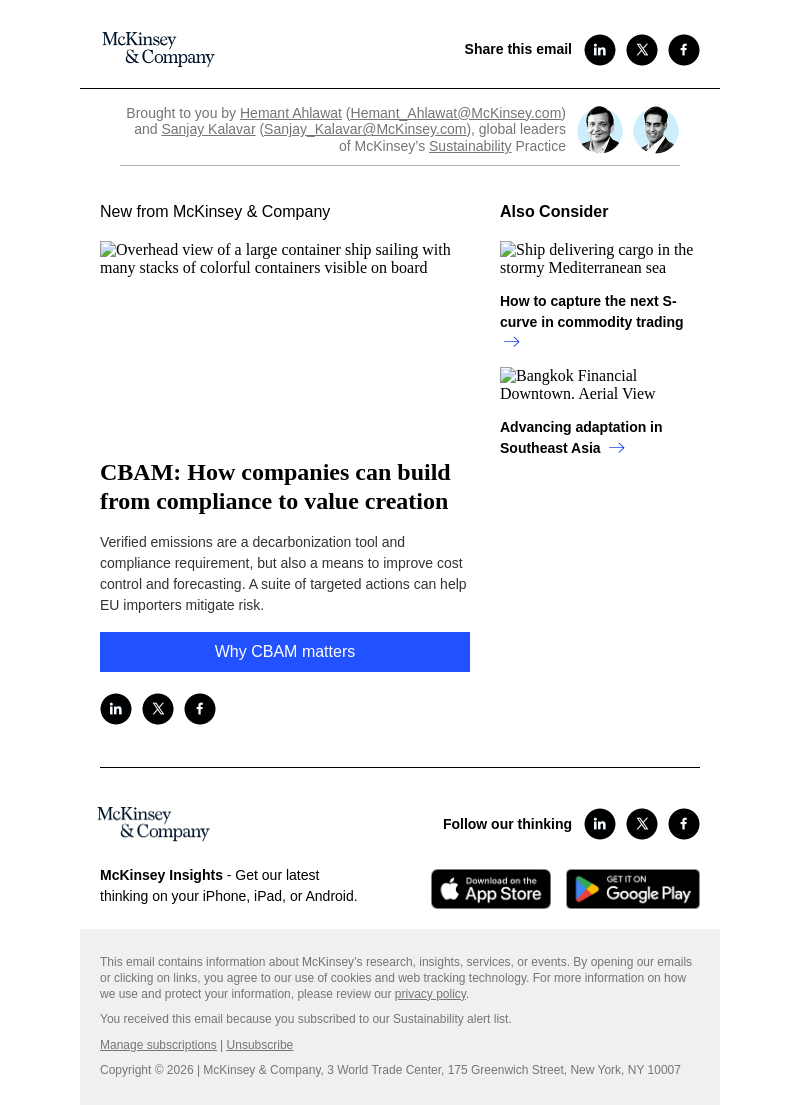 Письмо компании «McKinsey & Company» на тему «CBAM: How companies can build from compliance to value creation»