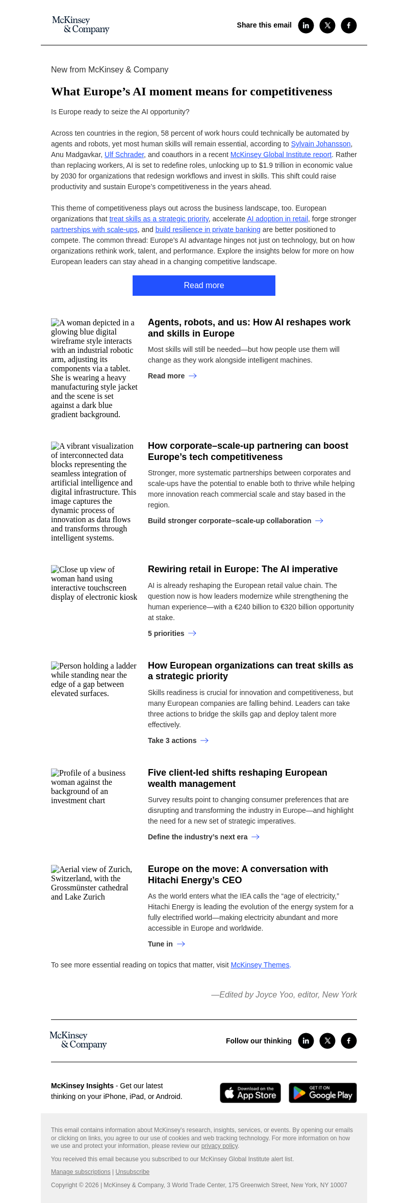 Письмо компании «McKinsey & Company» на тему «What Europe’s AI moment means for competitiveness »