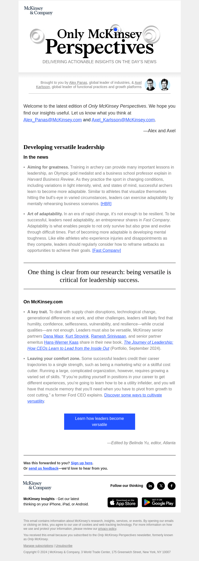 Письмо компании «McKinsey & Company» на тему «What is a critical quality that successful CEOs have in common?»