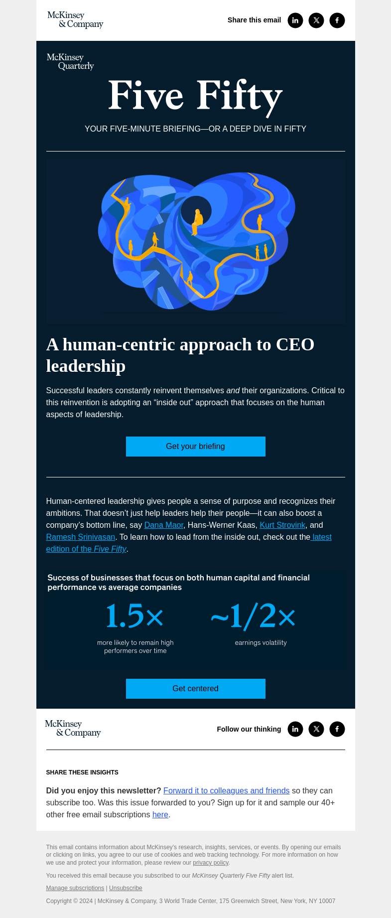 Письмо компании «McKinsey & Company» на тему «Are you a human-centered leader?»