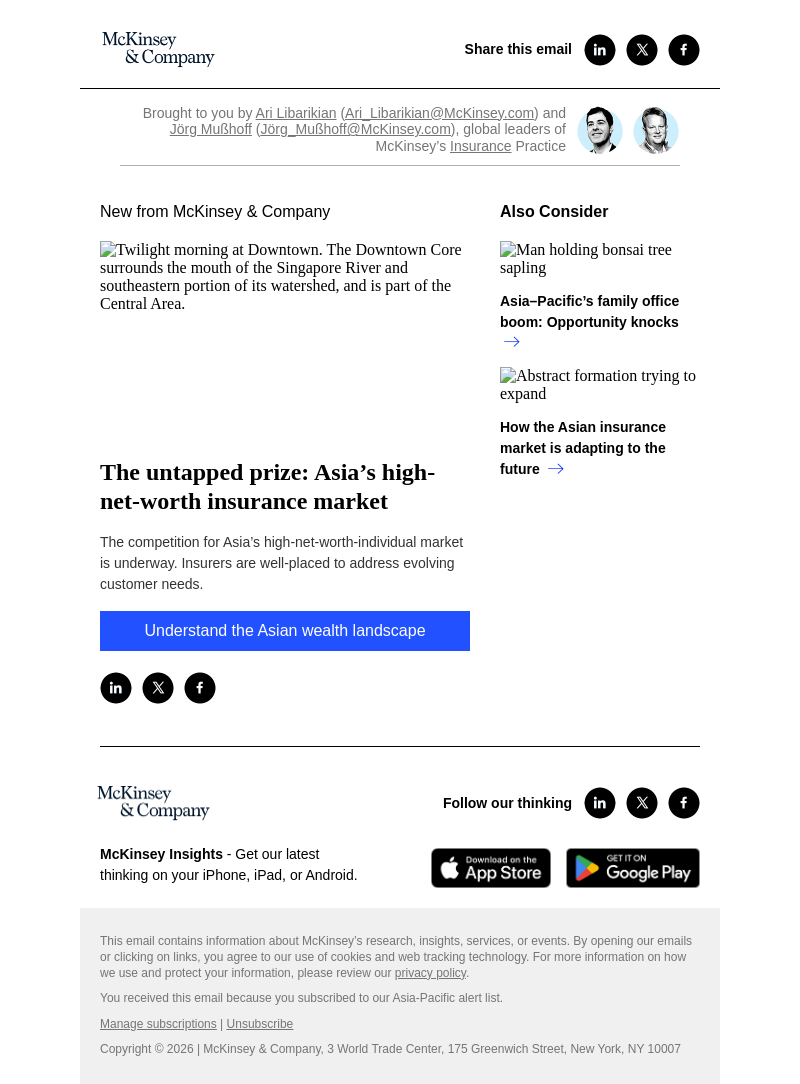 Письмо компании «McKinsey & Company» на тему «The untapped prize: Asia’s high-net-worth insurance market»