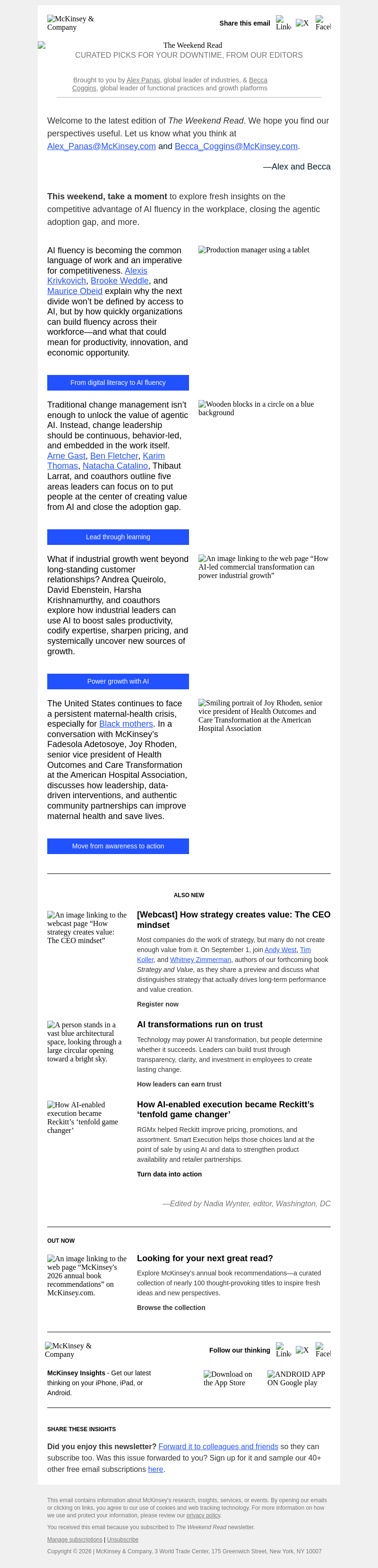 Письмо компании «McKinsey & Company» на тему «How AI fluency can lead to opportunity»