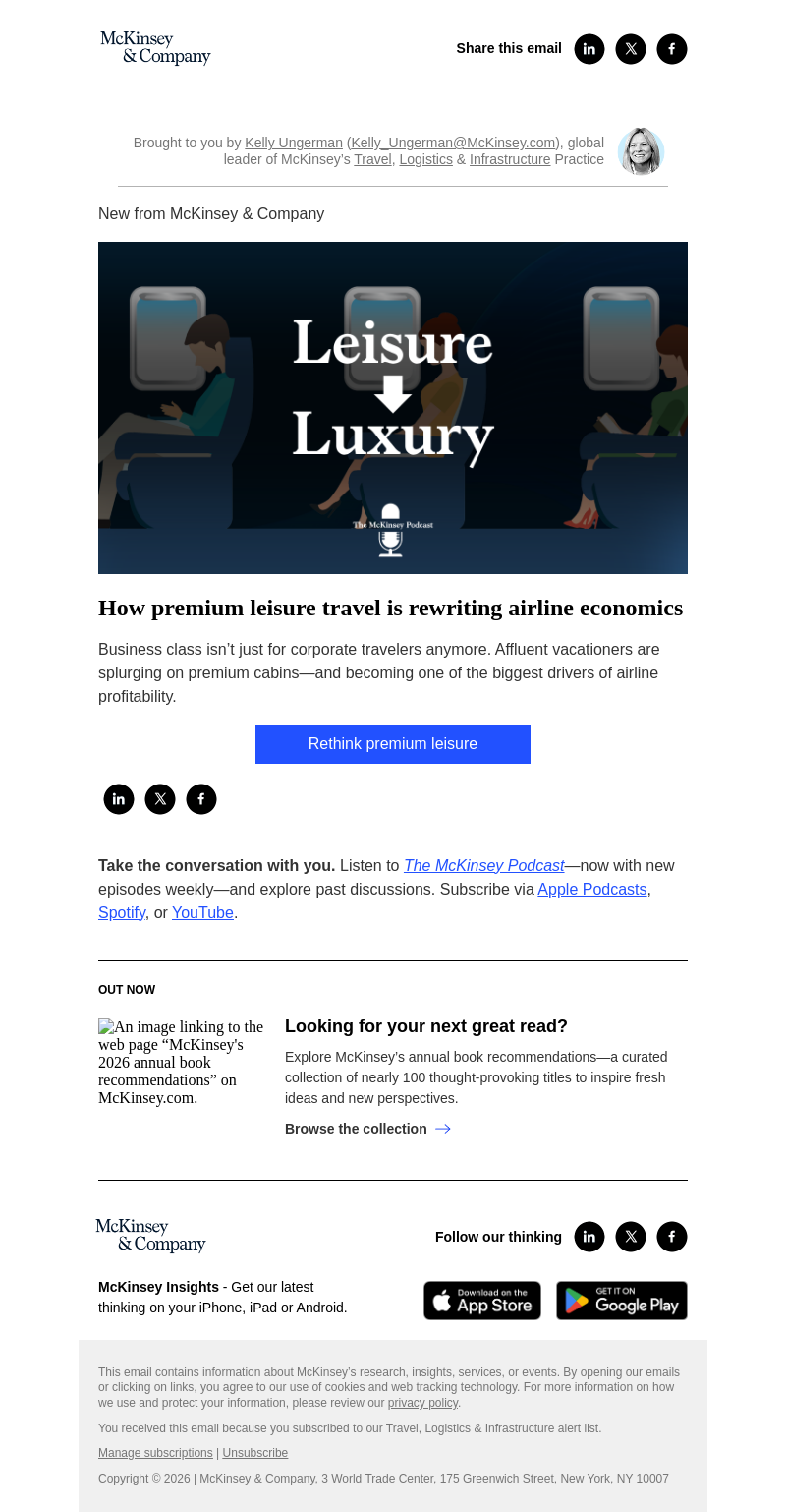 Письмо компании «McKinsey & Company» на тему «How premium leisure travel is rewriting airline economics»