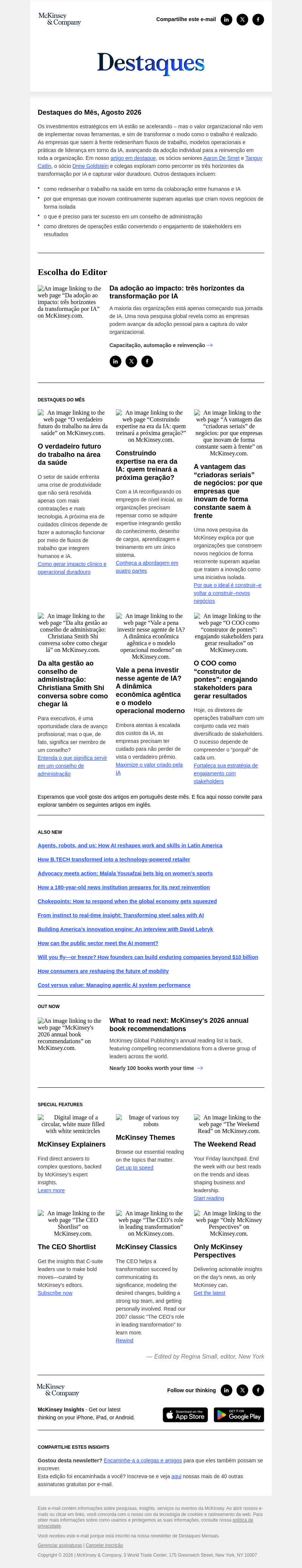Письмо компании «McKinsey & Company» на тему «Transformando a adoção da IA em valor organizacional»