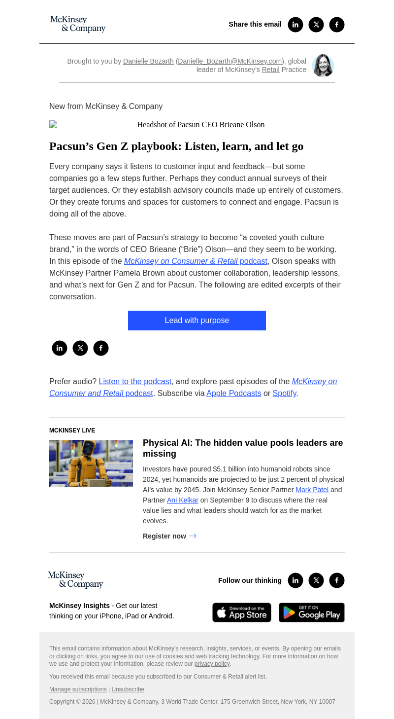 Письмо компании «McKinsey & Company» на тему «Pacsun’s Gen Z playbook: Listen, learn, and let go»