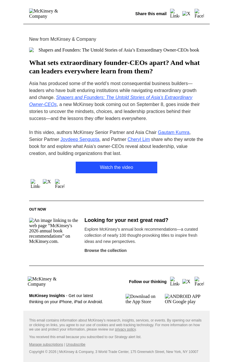 Письмо компании «McKinsey & Company» на тему «What leaders can learn from Asia’s founder-CEOs»
