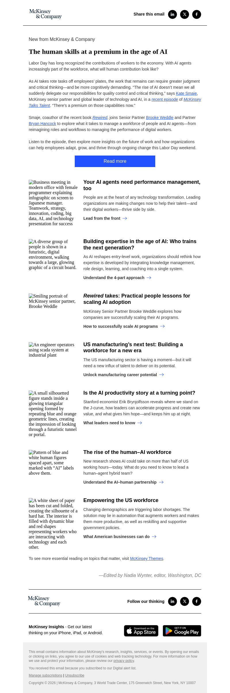 Письмо компании «McKinsey & Company» на тему «The human skills at a premium in the age of AI»