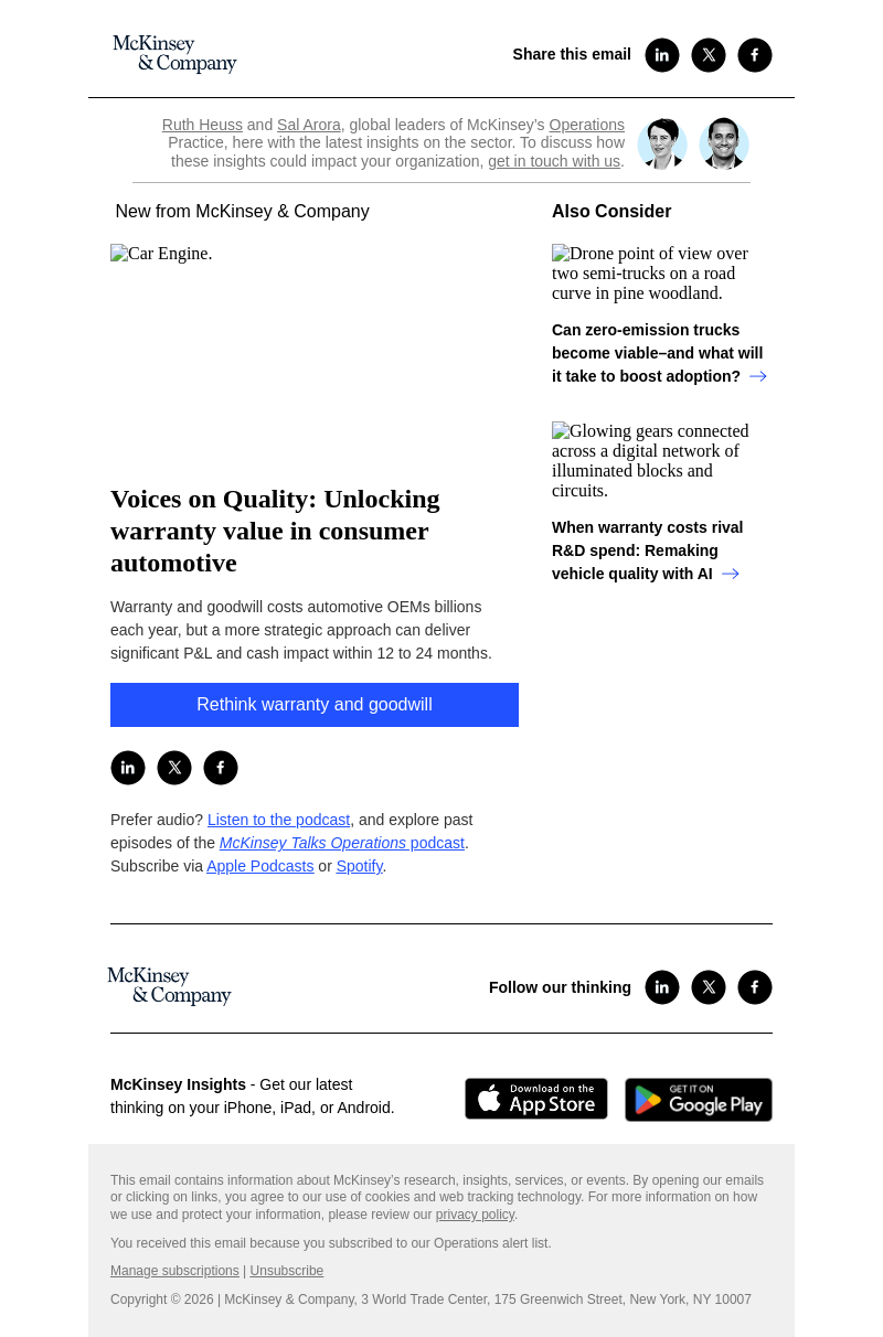 Письмо компании «McKinsey & Company» на тему «Voices on Quality: Unlocking warranty value in consumer automotive»