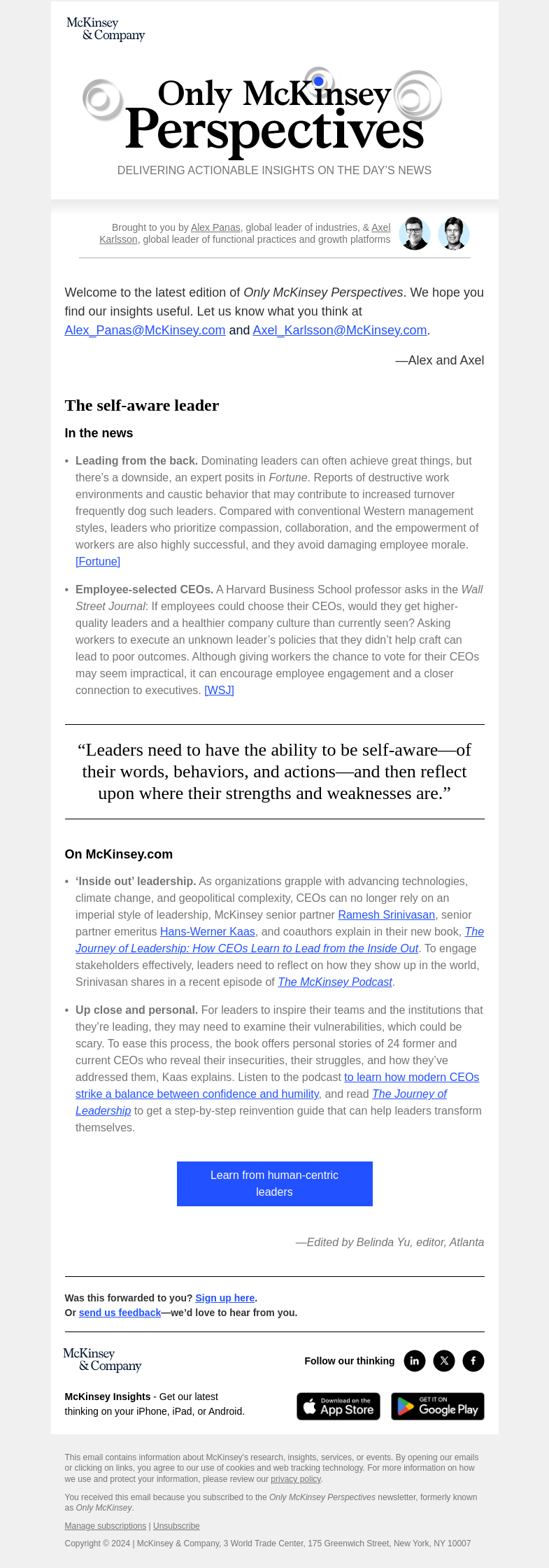 Письмо компании «McKinsey & Company» на тему «What new style of leadership is needed for today’s business landscape?»