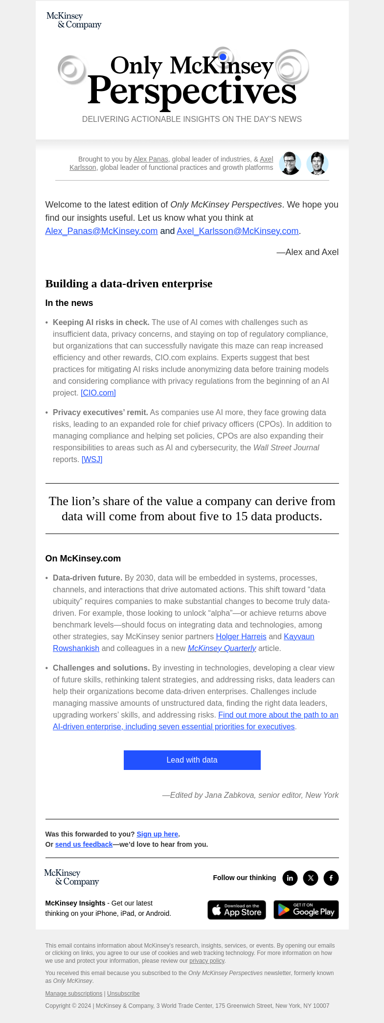 Письмо компании «McKinsey & Company» на тему «How can companies gain ‘alpha’ from unstructured data?»