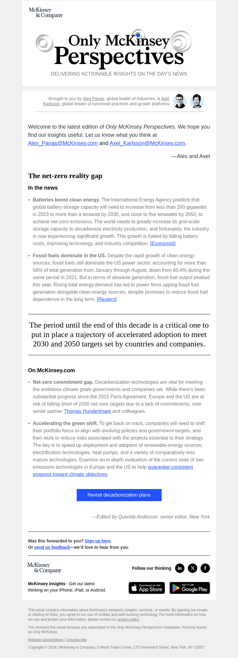 Письмо компании «McKinsey & Company» на тему «How to bridge the net-zero commitment gap»