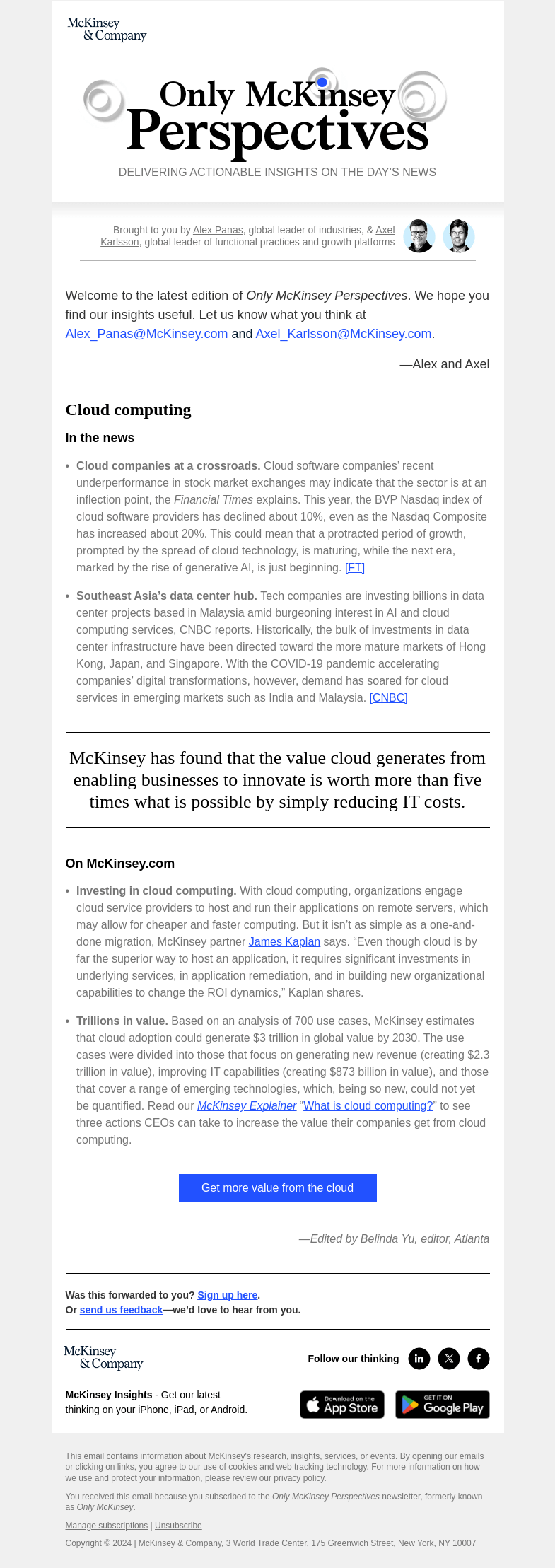Письмо компании «McKinsey & Company» на тему «What is cloud computing?»
