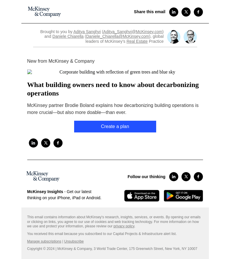 Письмо компании «McKinsey & Company» на тему «What building owners need to know about decarbonizing operations»