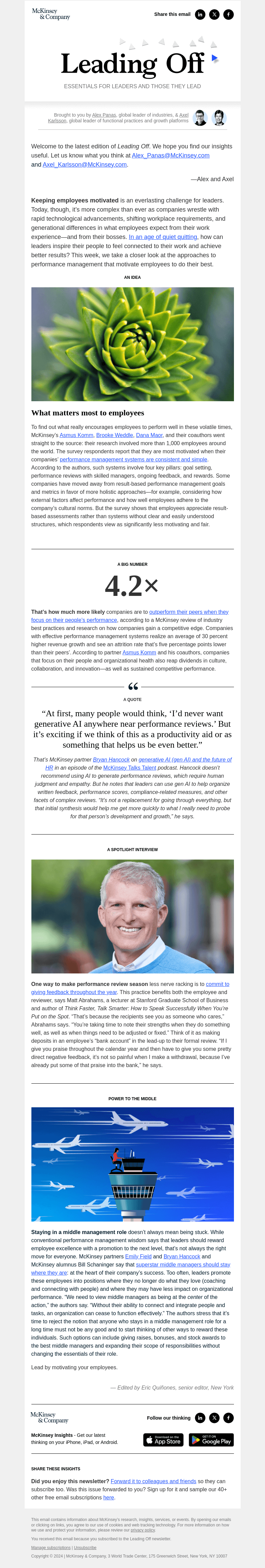 Письмо компании «McKinsey & Company» на тему «What matters most for motivating employees? A leader’s guide»