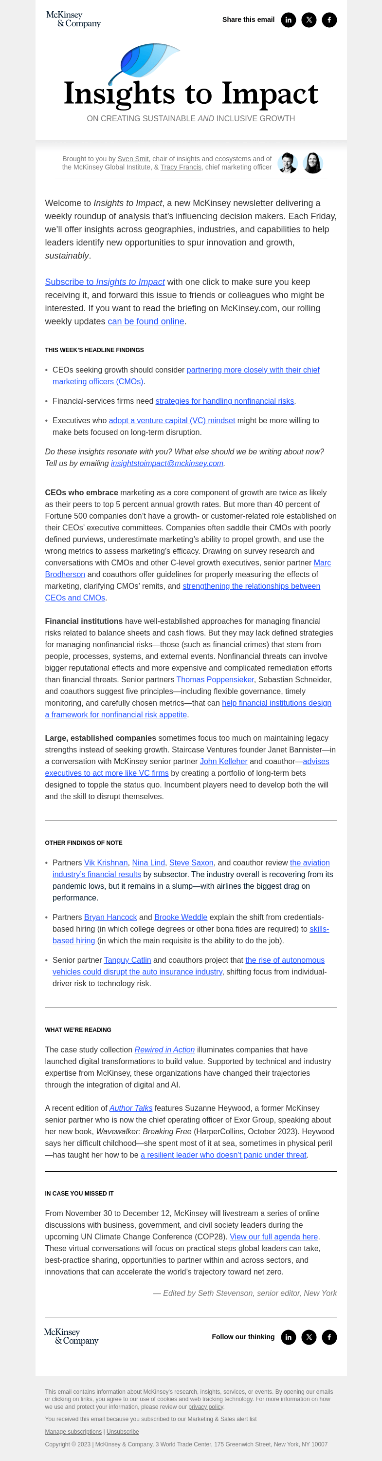 Письмо компании «McKinsey & Company» на тему «How can CEOs and CMOs get on the same page?»