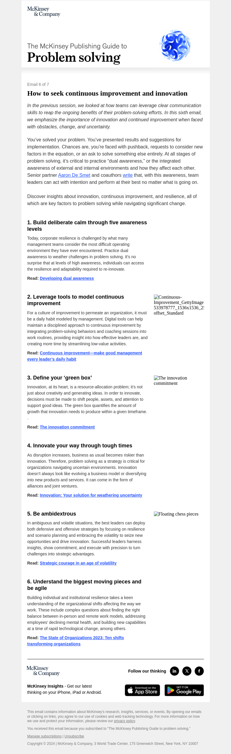 Письмо компании «McKinsey & Company» на тему «Problem solving: Seek continuous improvement and innovation»