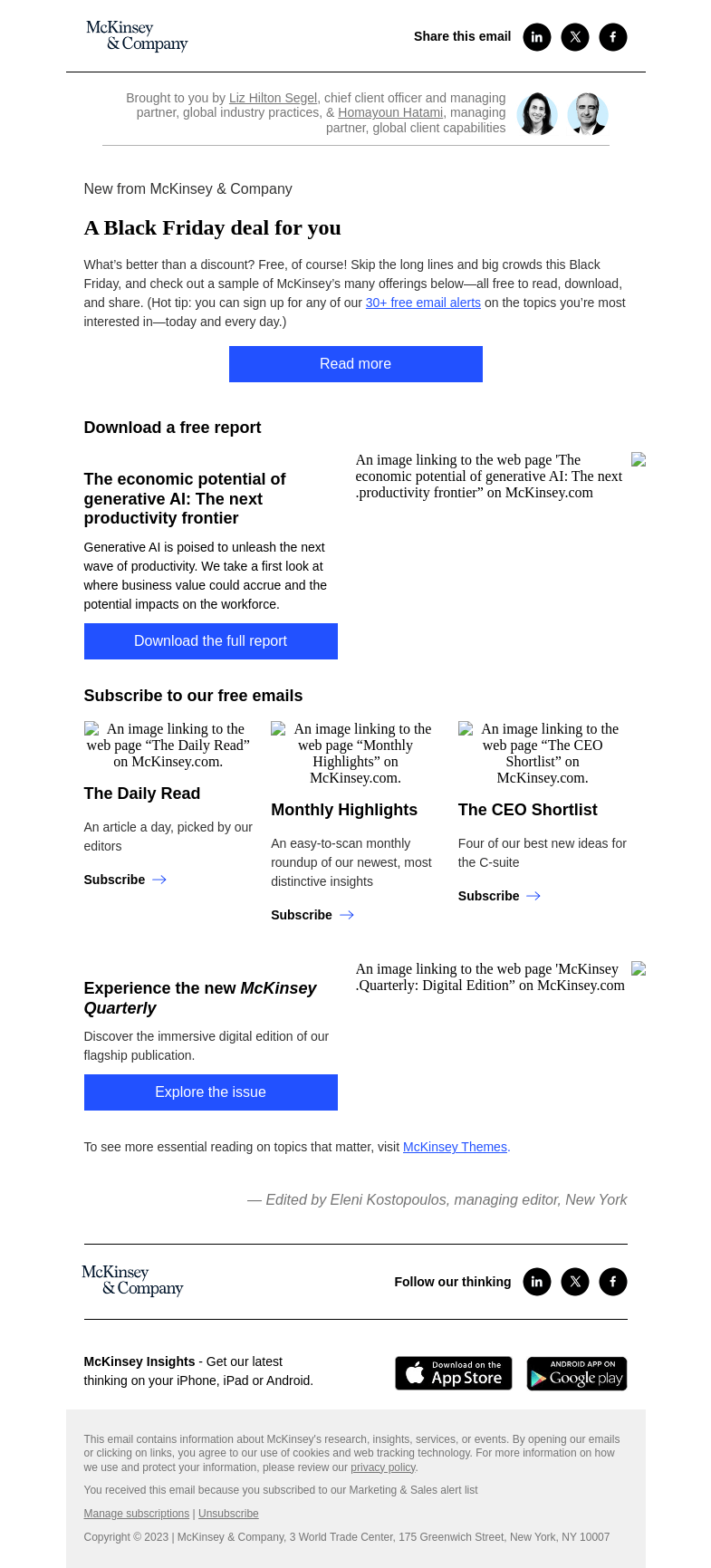 Письмо компании «McKinsey & Company» на тему «A Black Friday deal for you»