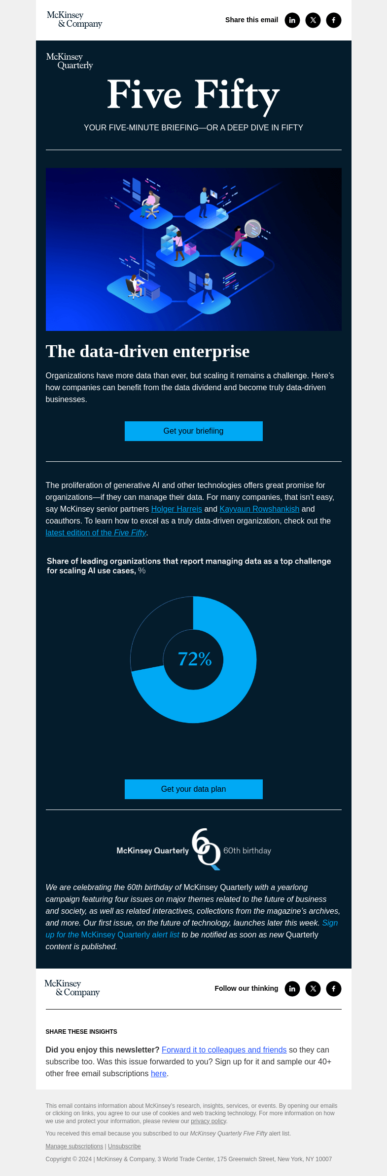 Письмо компании «McKinsey & Company» на тему «How to succeed as a data-driven enterprise»
