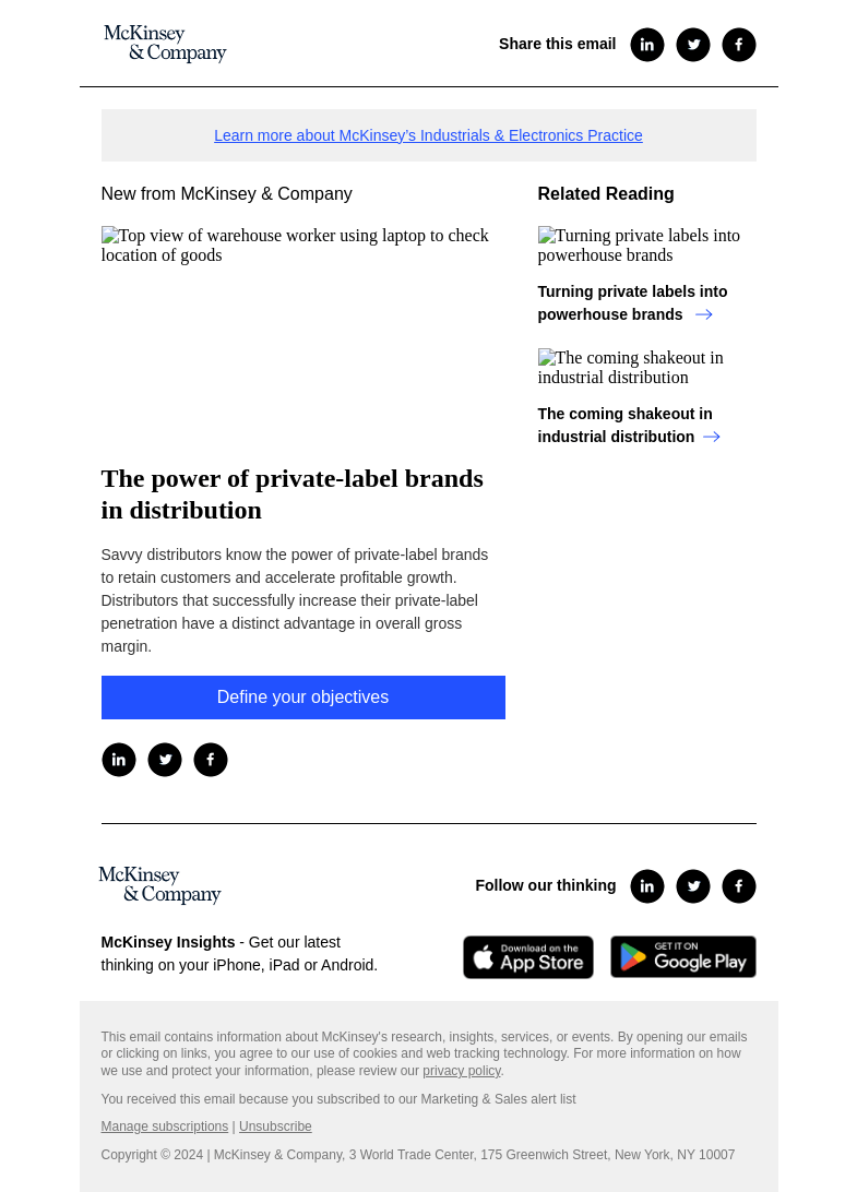 Письмо компании «McKinsey & Company» на тему «The power of private-label brands in distribution»