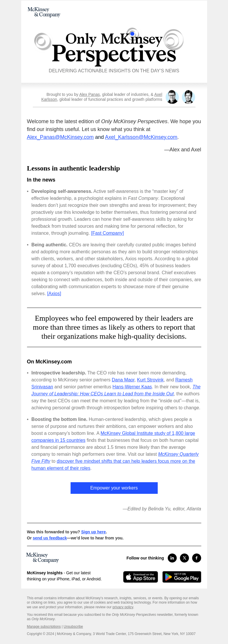 Письмо компании «McKinsey & Company» на тему «Why should leaders care about their own personal growth?»