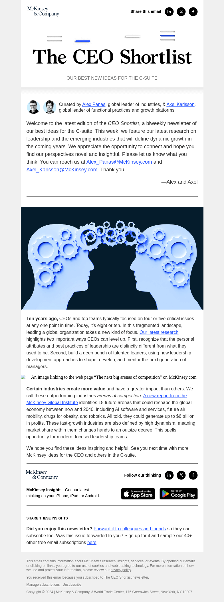 Письмо компании «McKinsey & Company» на тему «The new arenas of competition»