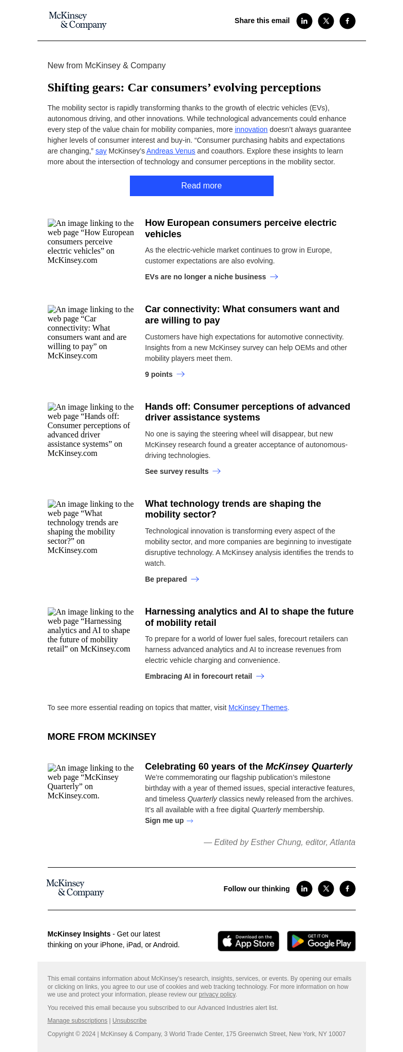 Письмо компании «McKinsey & Company» на тему «Shifting gears: Car consumers’ evolving perceptions»