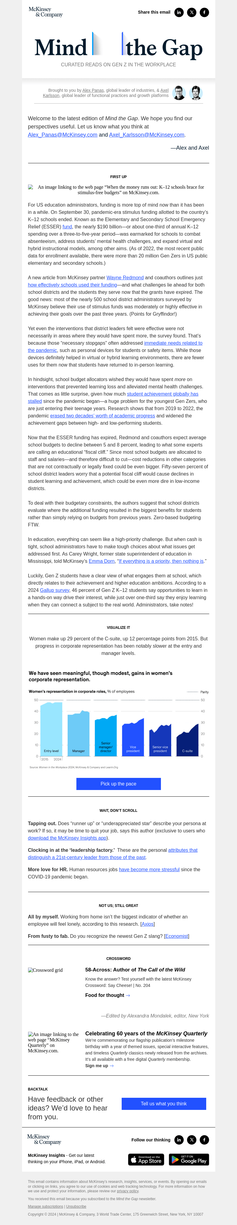 Письмо компании «McKinsey & Company» на тему «Pandemic-era spending help has ended. How can educators turn the
 page?»