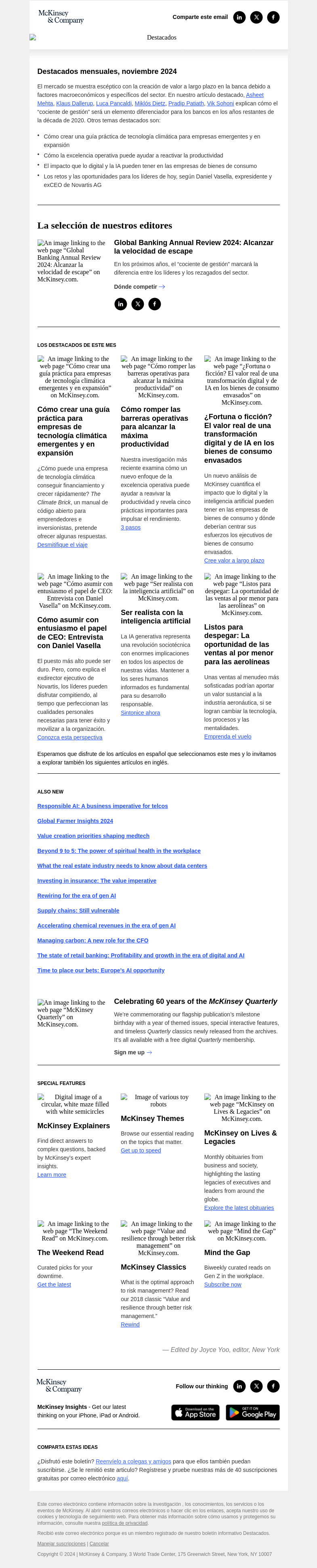 Письмо компании «McKinsey & Company» на тему «Global Banking Annual Review 2024 de McKinsey»