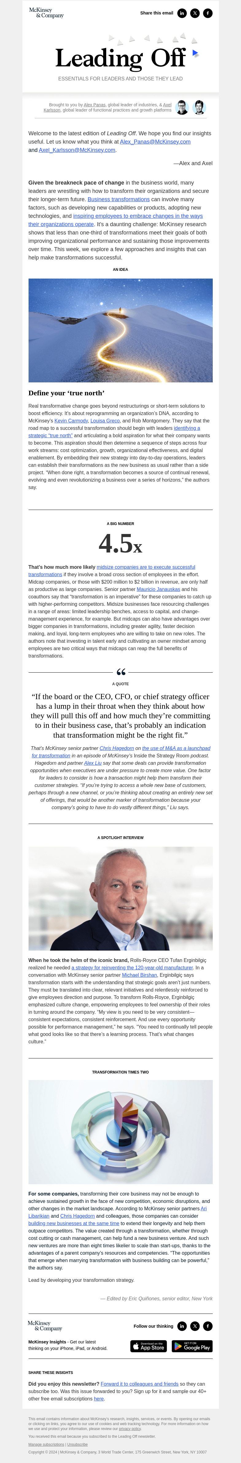Письмо компании «McKinsey & Company» на тему «How to transform your organization: A leader’s guide»