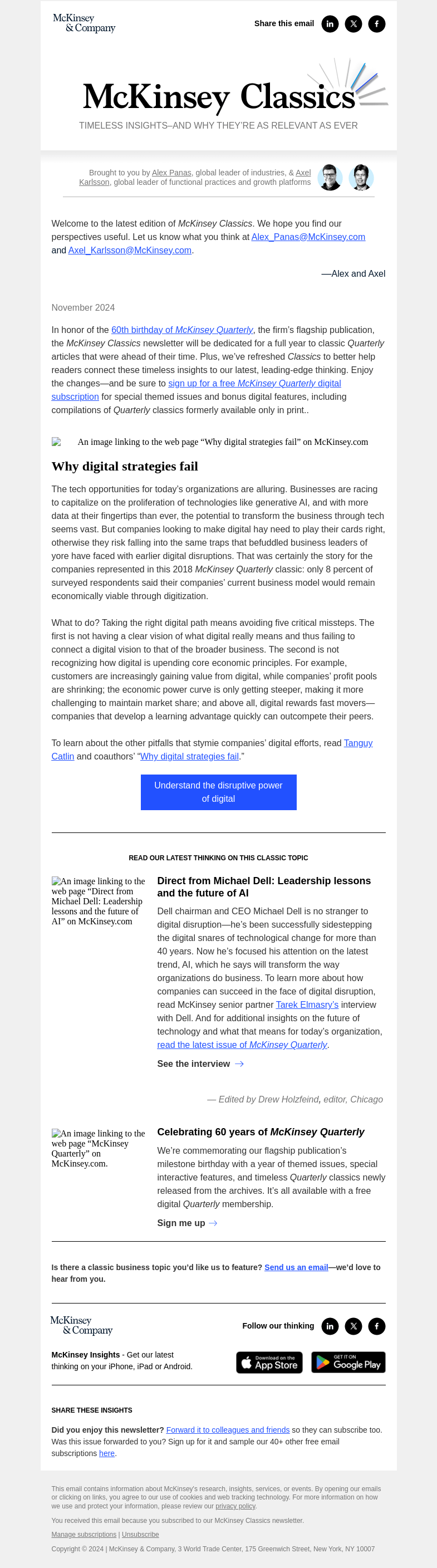 Письмо компании «McKinsey & Company» на тему «Is your digital strategy failing? Here’s why.»