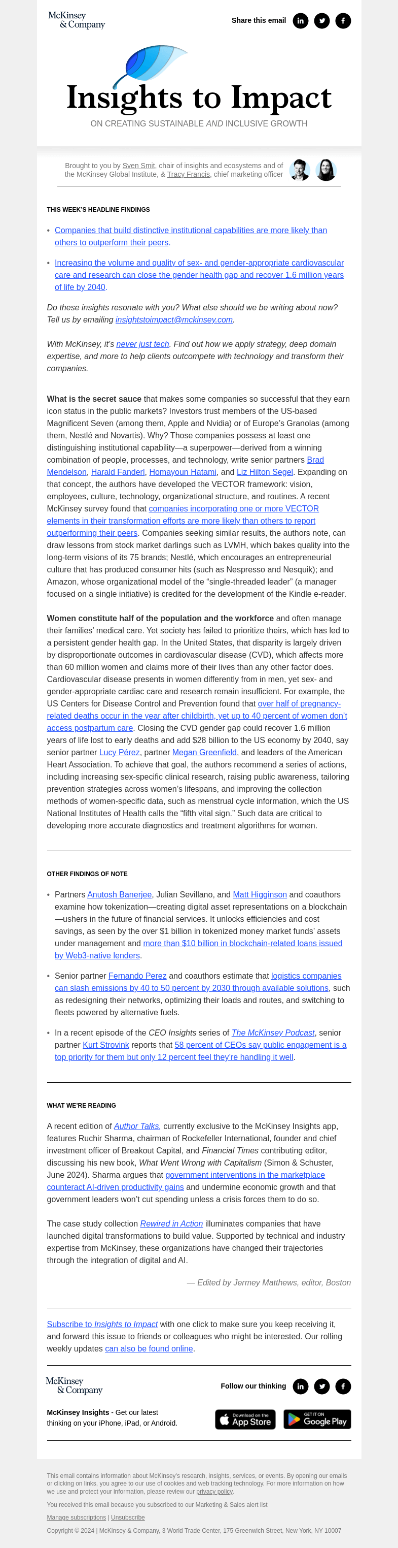 Письмо компании «McKinsey & Company» на тему «How leading companies maintain their competitive advantage»