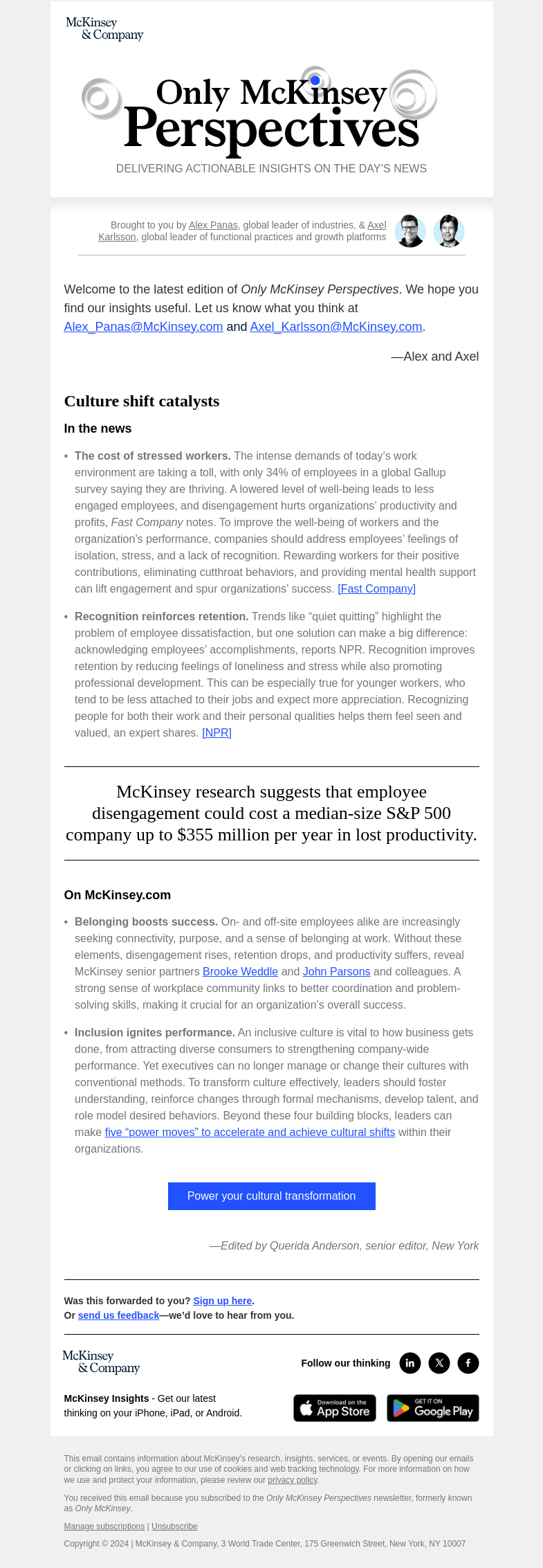 Письмо компании «McKinsey & Company» на тему «Why an inclusive culture is key to doing business»
