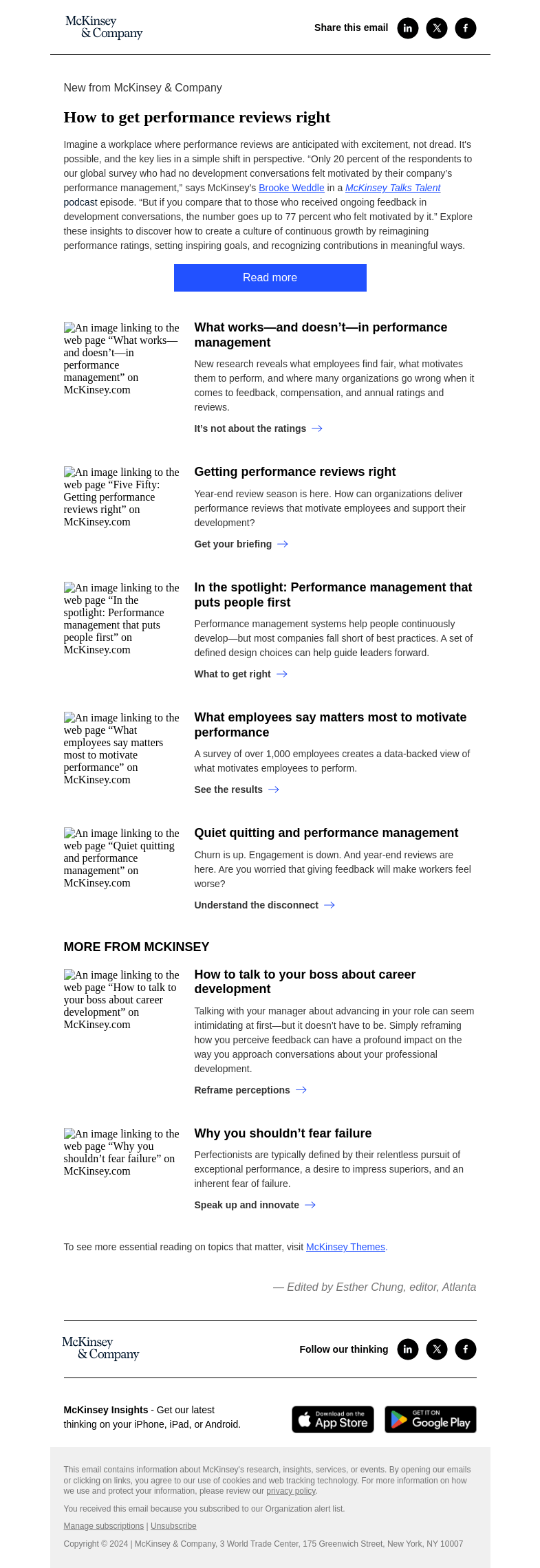 Письмо компании «McKinsey & Company» на тему «How to best give—and receive—performance reviews»