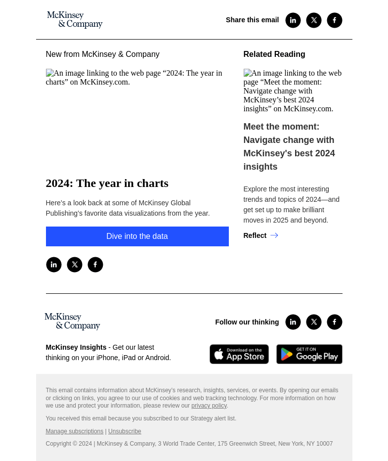 Письмо компании «McKinsey & Company» на тему «2024: The year in charts»