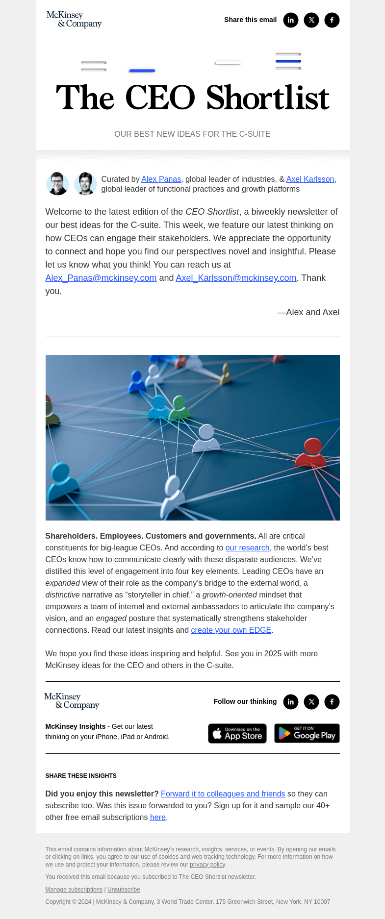 Письмо компании «McKinsey & Company» на тему «When tailoring stakeholder comms, think EDGE»