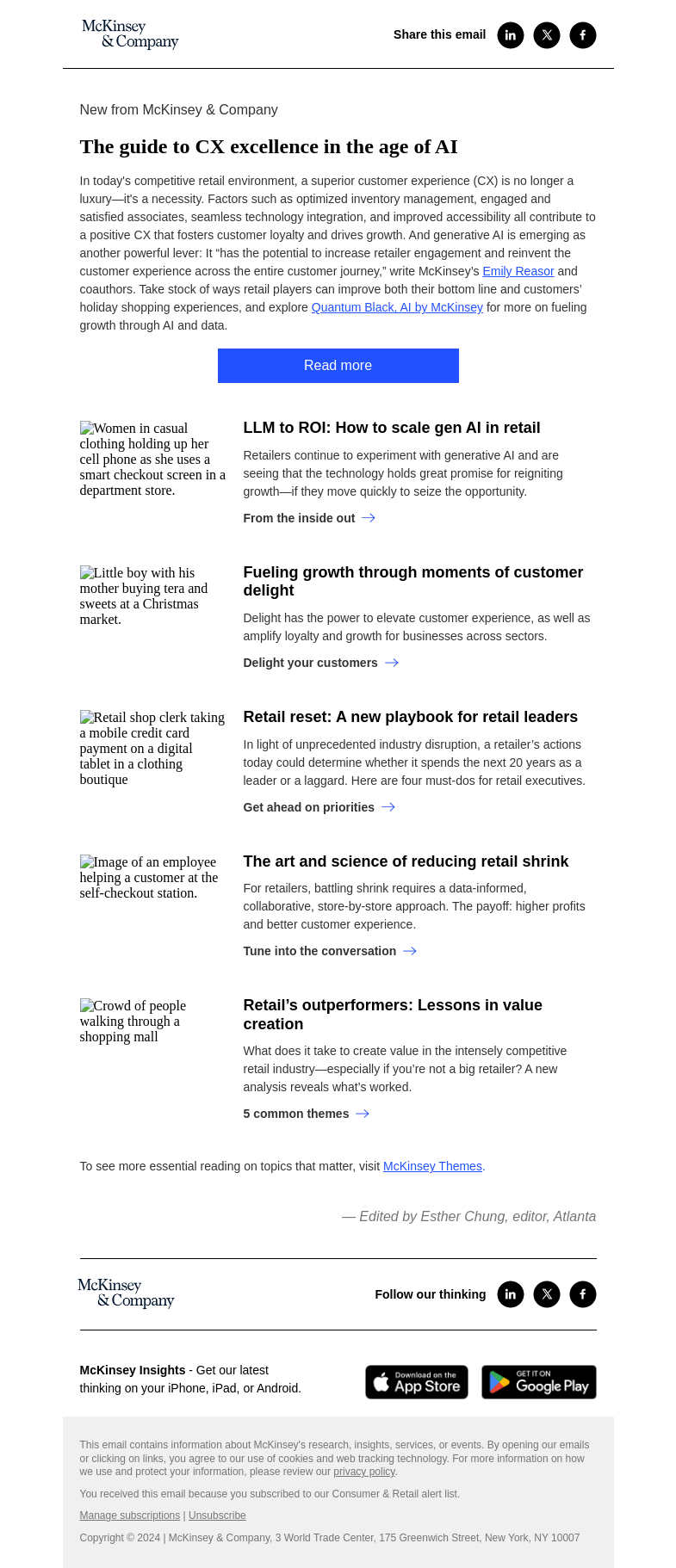 Письмо компании «McKinsey & Company» на тему «A win-win for retailers and customers»