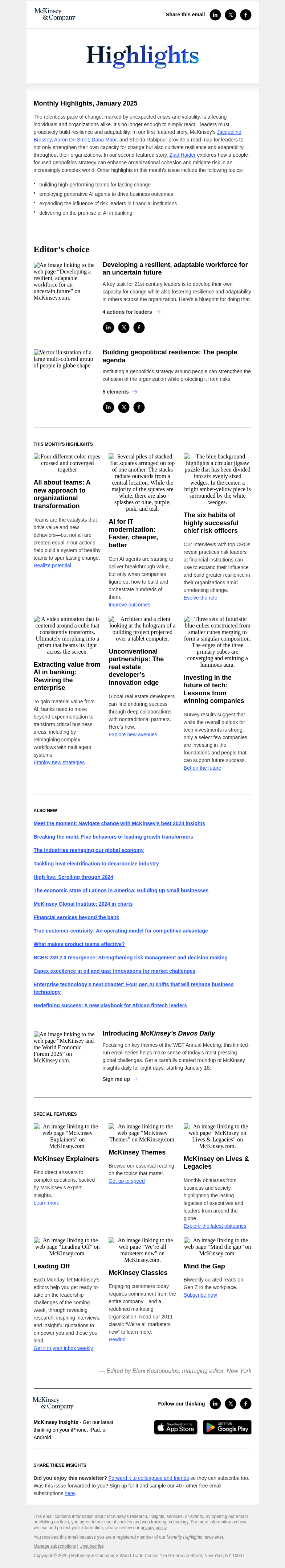 Письмо компании «McKinsey & Company» на тему «A road map for resilience»