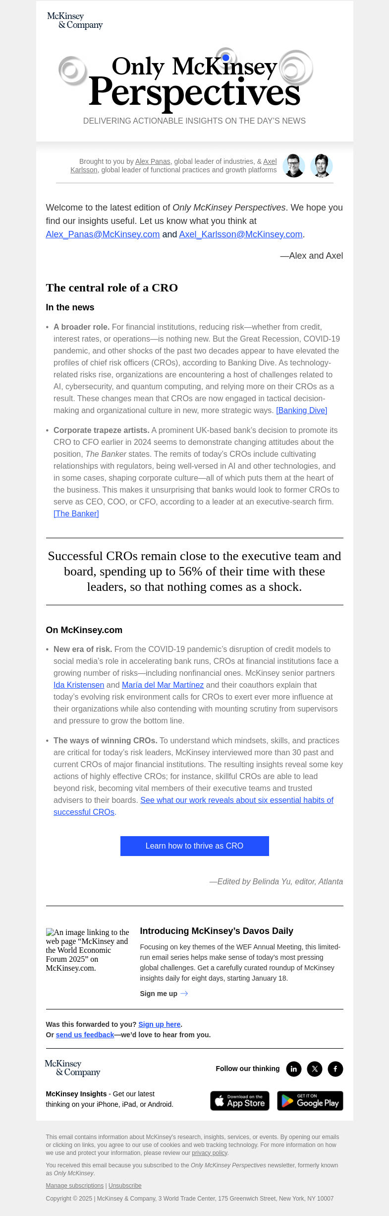 Письмо компании «McKinsey & Company» на тему «How today’s chief risk officers can achieve success»