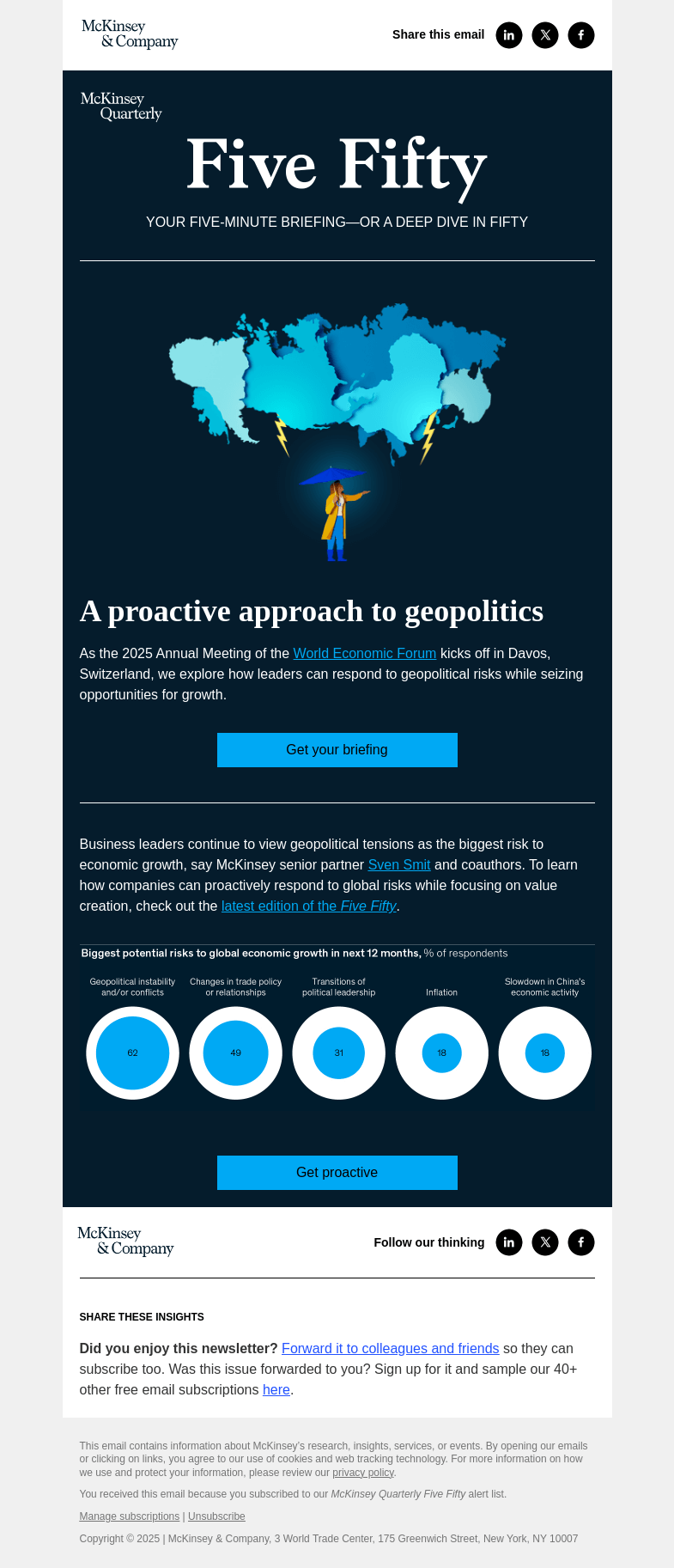 Письмо компании «McKinsey & Company» на тему «Tackling geopolitical risk through value creation»