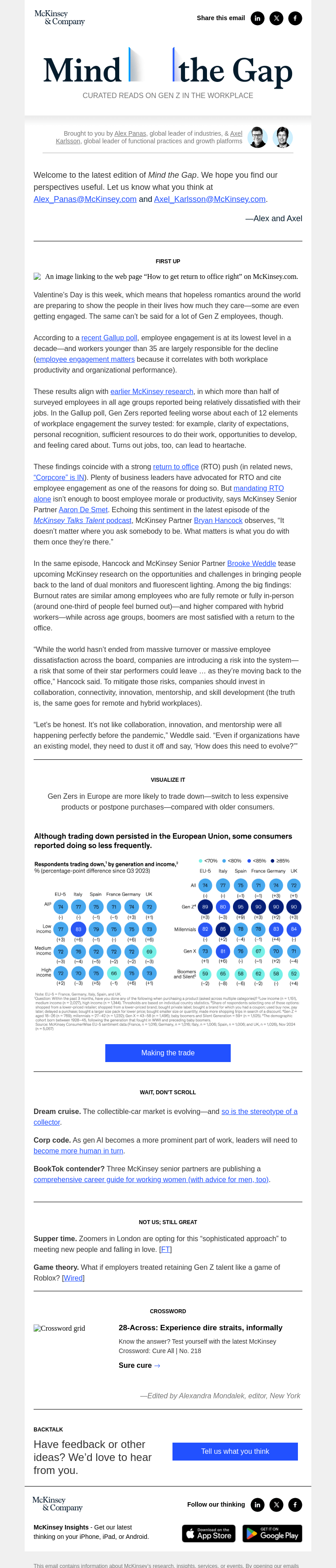 Письмо компании «McKinsey & Company» на тему «Is Gen Z falling out of love … with work?»